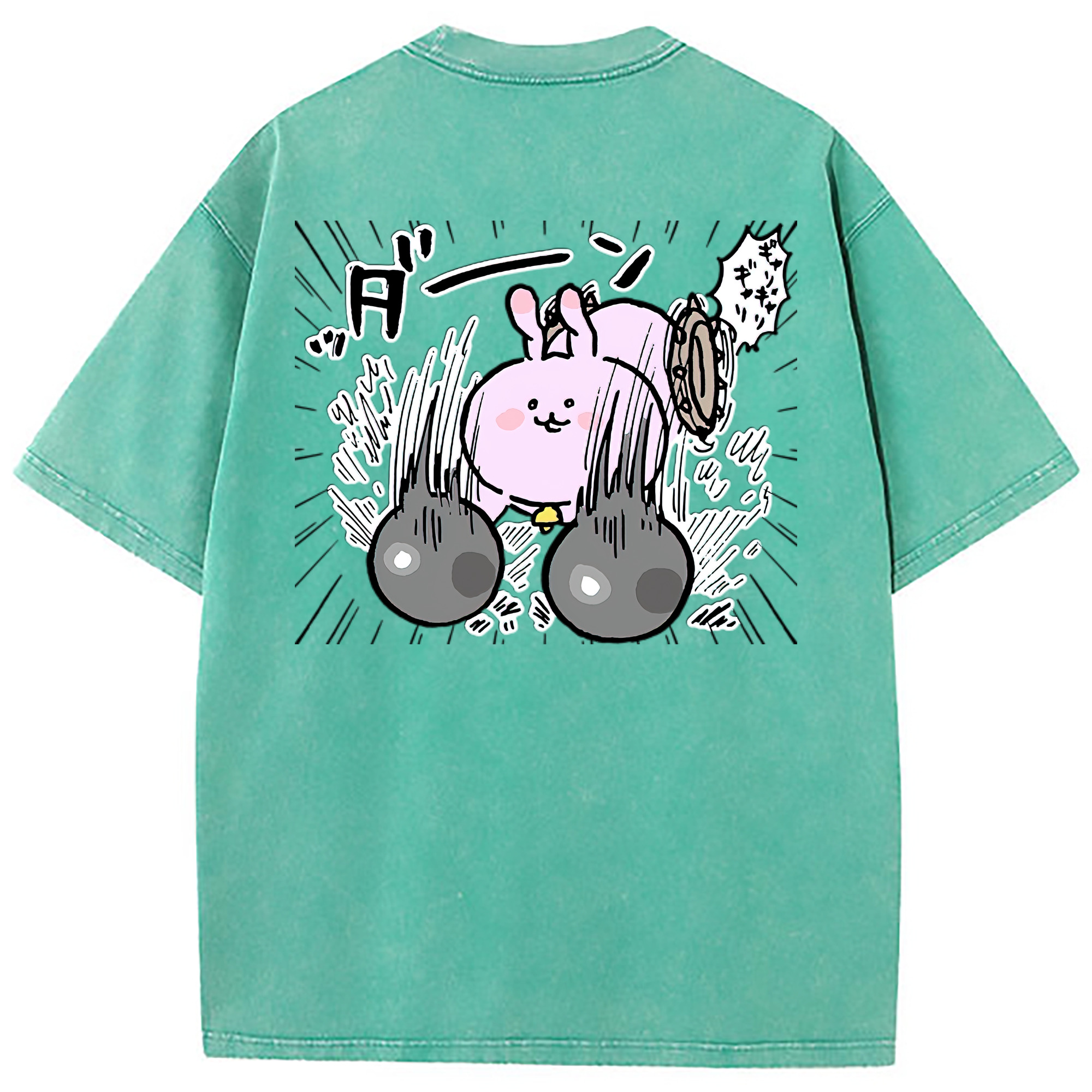 （画像用） ちいかわ うさぎ Chii-kawa usagi 綿100% ヴィンテージ風 半袖Tシャツ（背面プリント）